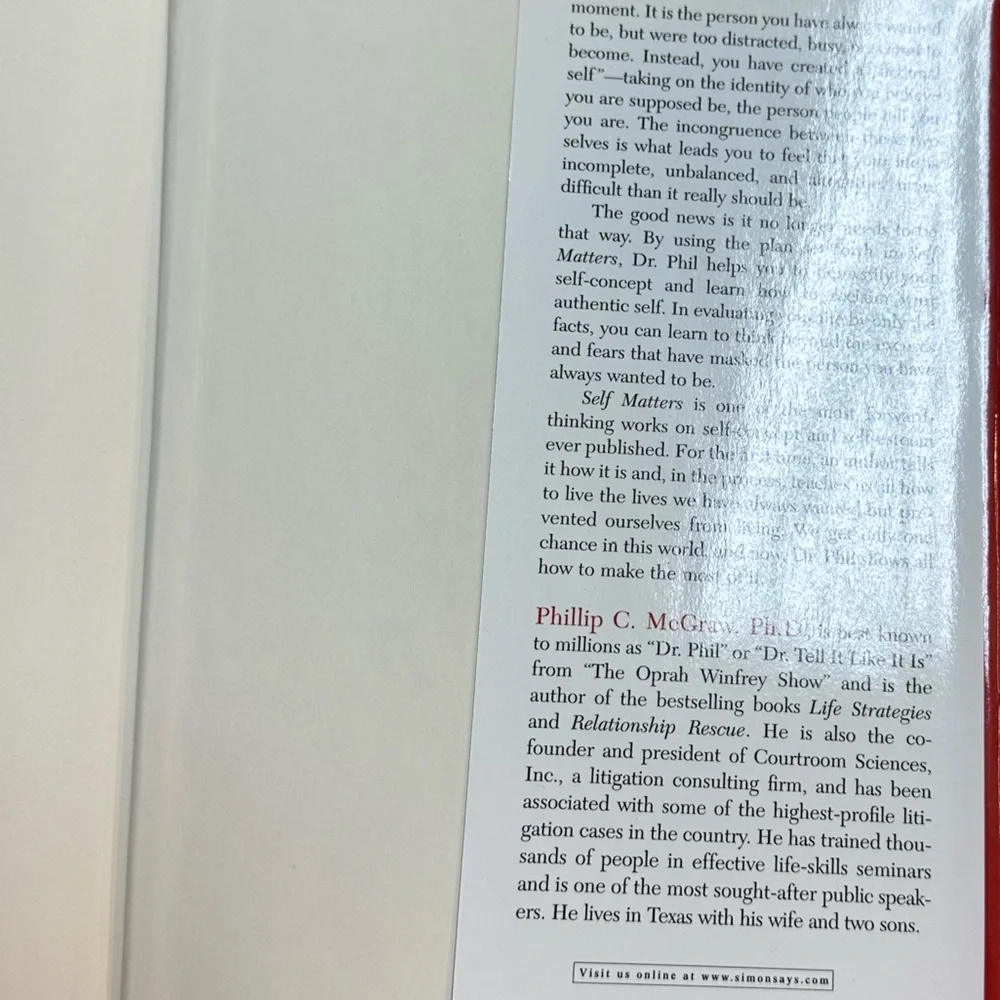 Dr Phil Self Matters Self Help Hardback Book